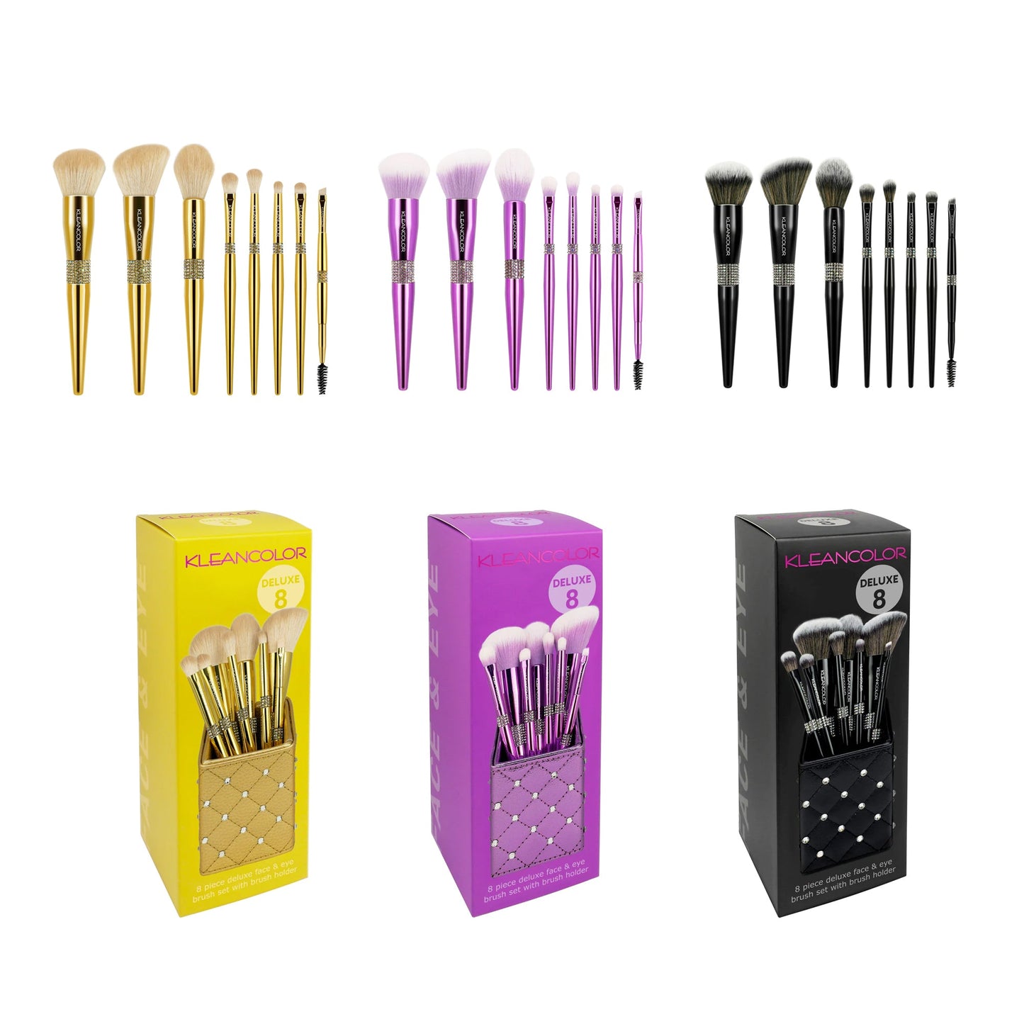 KC-CBS08 'Twinkly Love' 8 PC Flawless Face & Eye Brush Set w/ Brush Holder : 3 SET