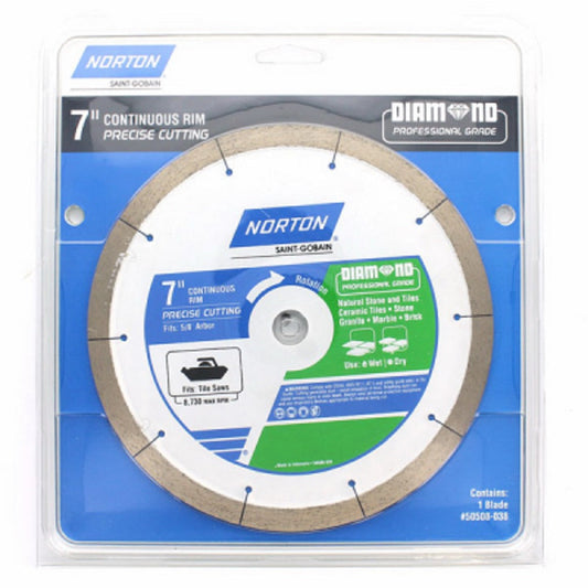 Norton 50508-038 Continuous Rim Diamond Saw Blade, 7 Inch