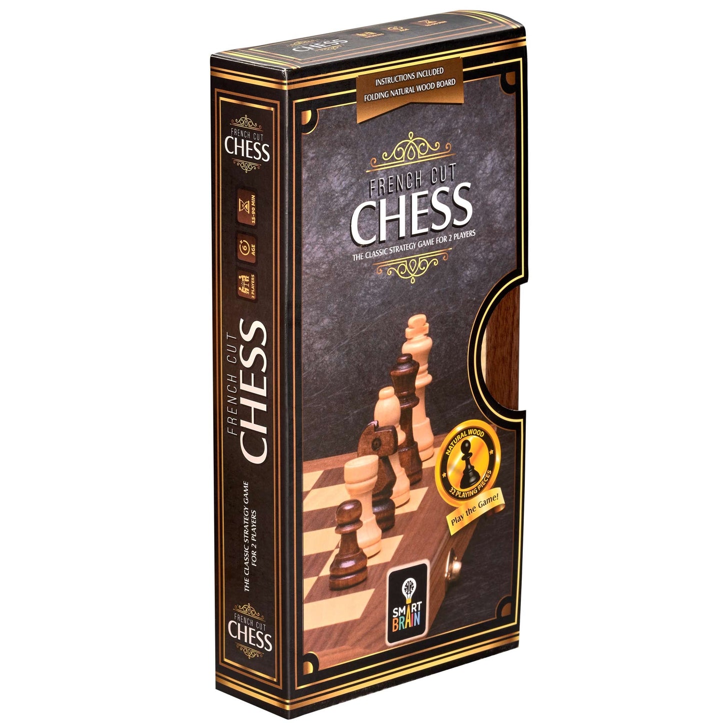 French Cut Wooden Chess Game 30cm