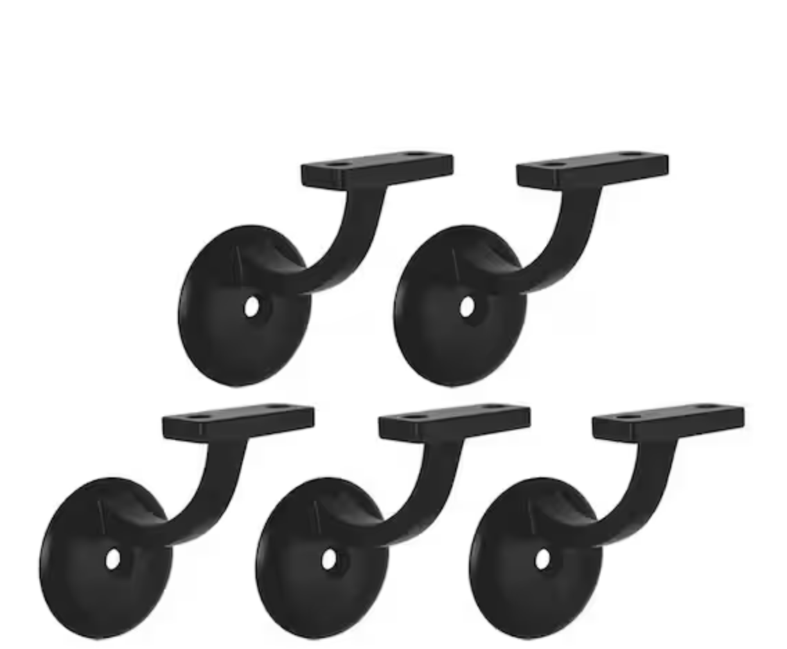 Everbilt Matte Black Decorative Handrail Bracket (5-Pack)