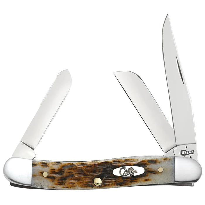 Case 00042 Peach Seed Jig Amber Bone Medium Stockman Knife