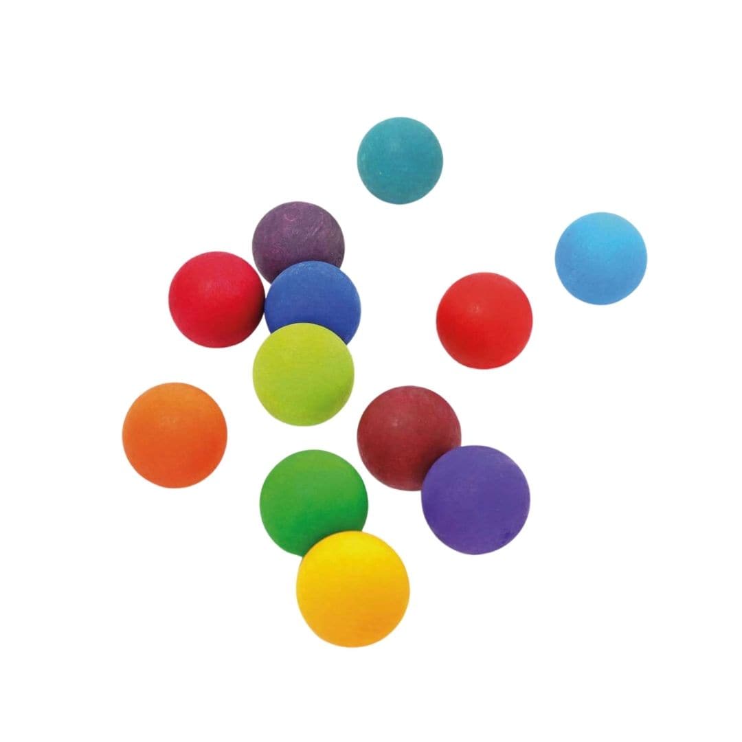 Small Wooden Rainbow Balls, Set of 12