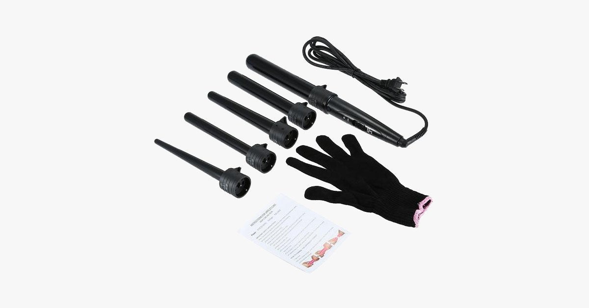 Get Saloon like Look with Curling Wand Set and Heat Resistant Glove