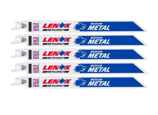 Lenox® 20578818R Metal Cutting Reciprocating Saw Blades, 18 TPI, 8", 5-Pack