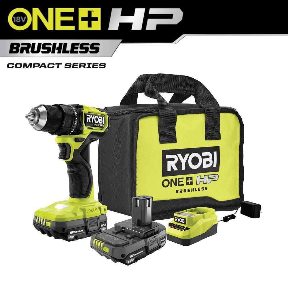 RYOBI ONE+ HP 18V Brushless Cordless Compact 1/2 in. Drill/Driver Kit - $70